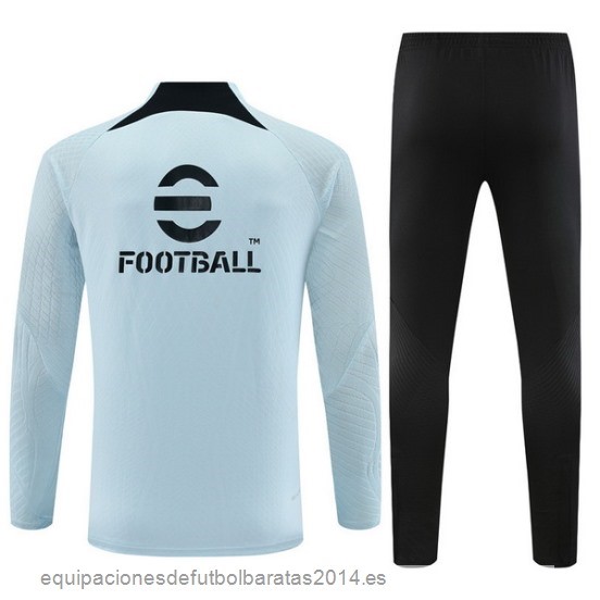 Nuevo Conjunto Completo Sudadera Entrenamiento Niños Inter Milan Jugadores 23/24 Azul Claro Negro Baratas